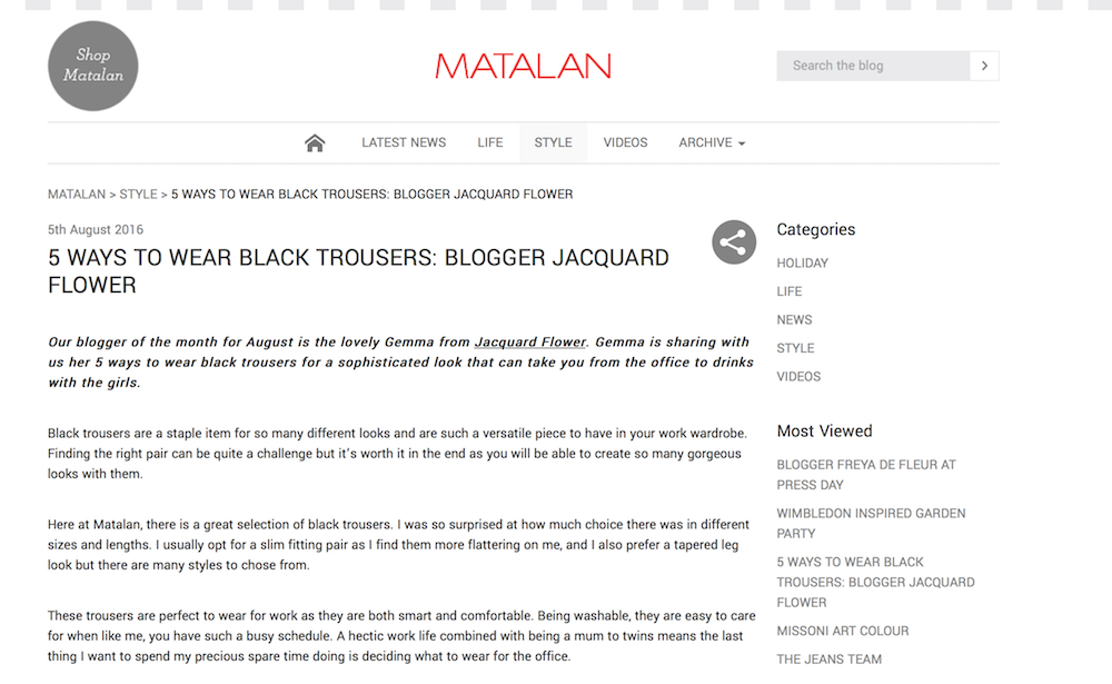 UK fashion and styling tips blog - 5 ways to wear black trousers with Matalan