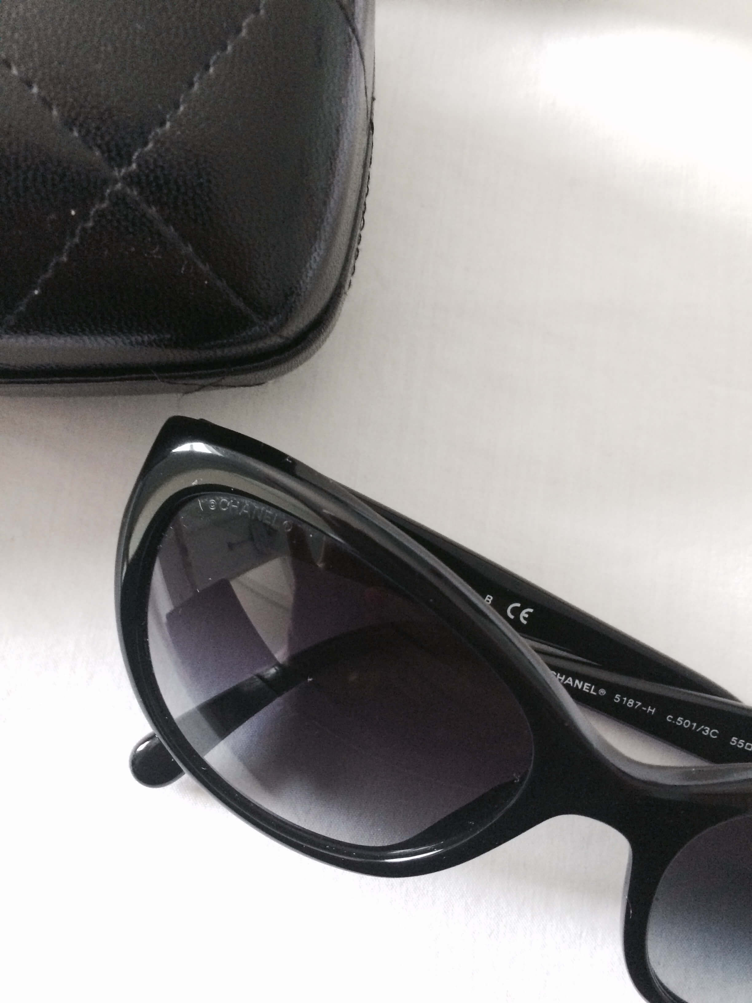 CHANEL Sunglasses Vintage Rare Black Oval Rectangular Square 