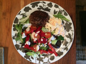 bunless beef burger salad