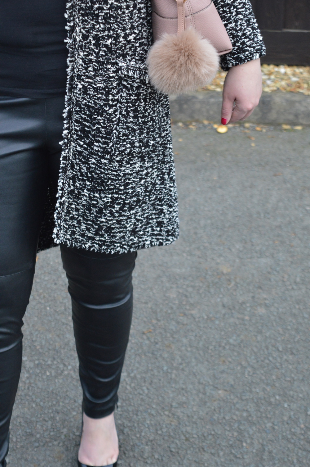 Leather Trousers with Cardigan