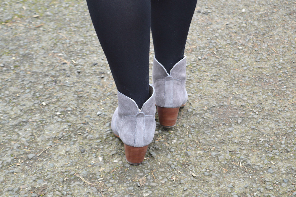 Grey Suede Mid Heel Boots