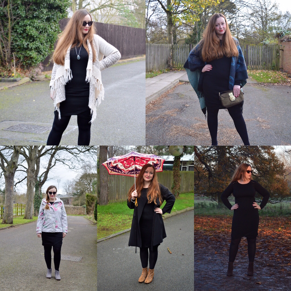 Different ways to wear a black wool dress