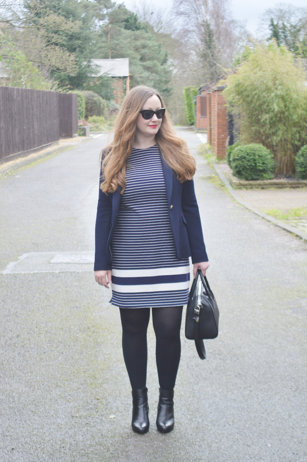 Joules Navy and white dress