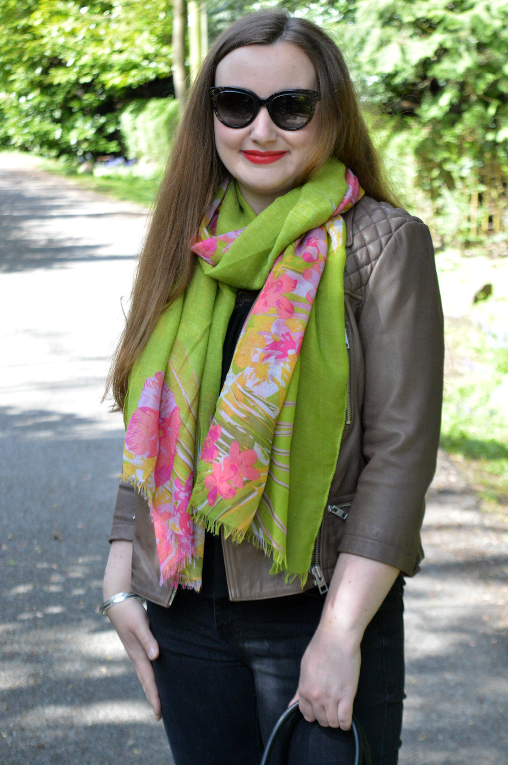 Pink and green scarf