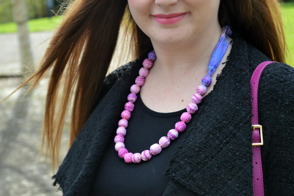 Serenity and Rose Quartz printed silk necklace