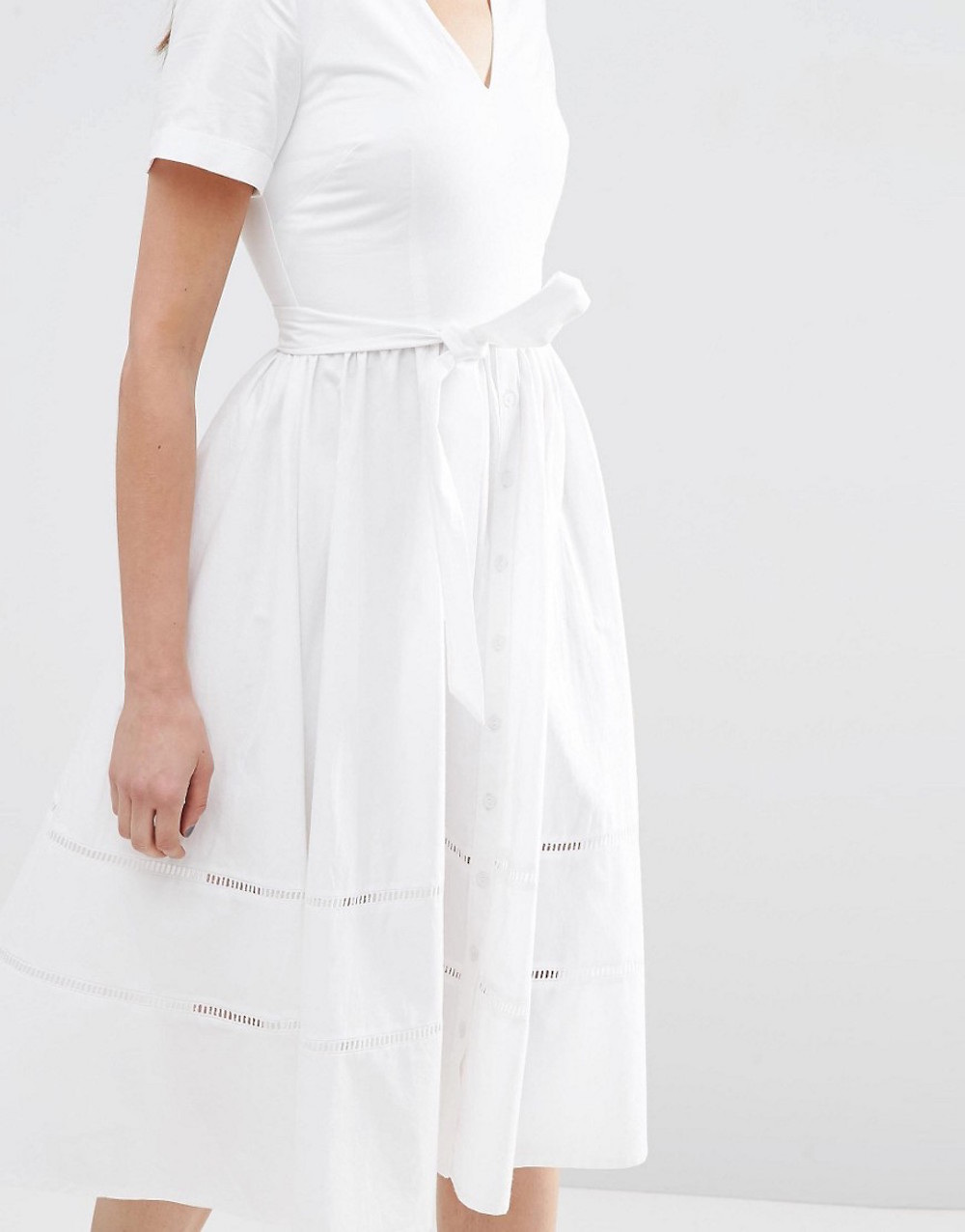 Asks white cotton midi dress