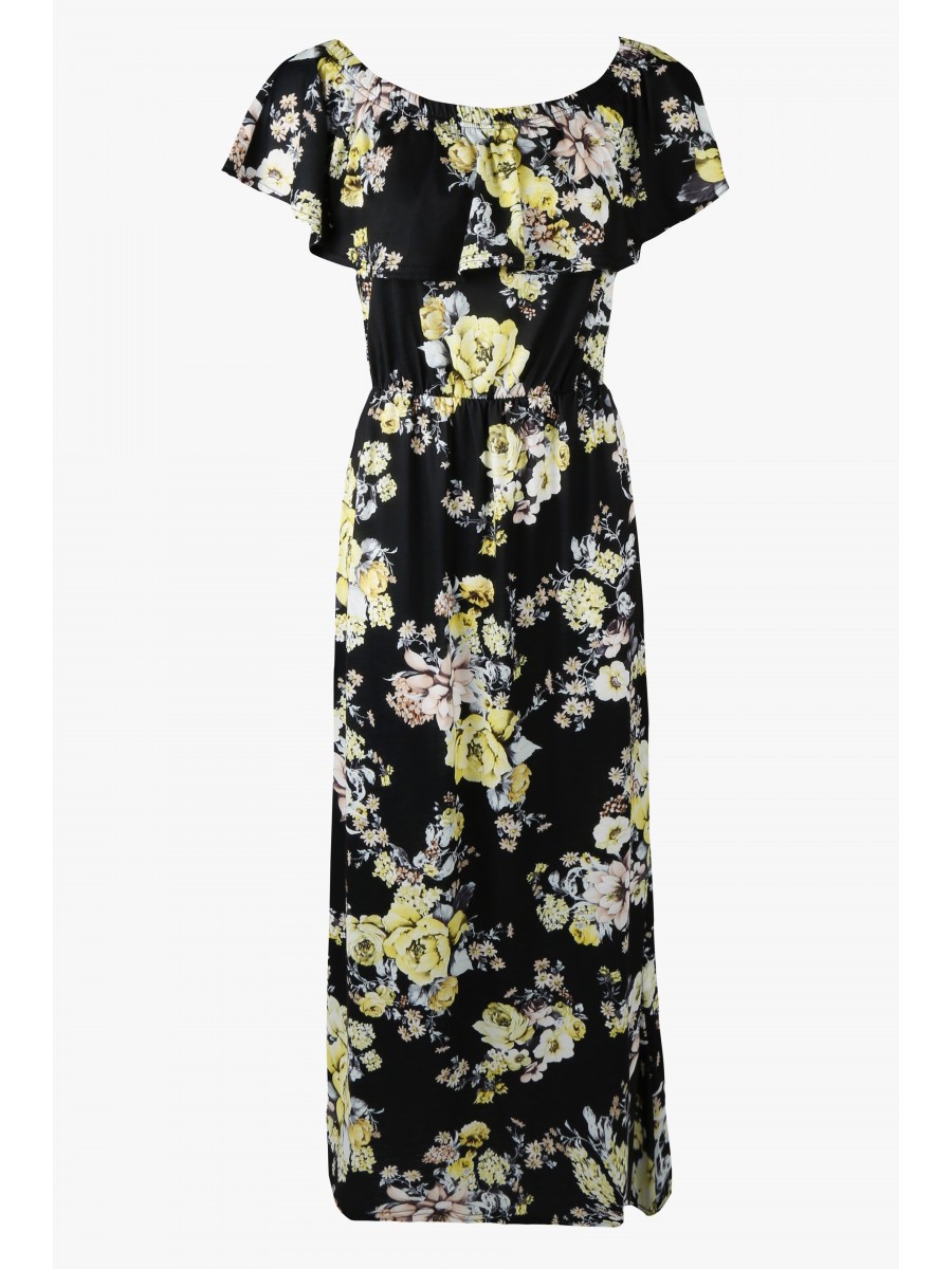 Select Fashion Multi Floral Frill Detail Maxi Dress