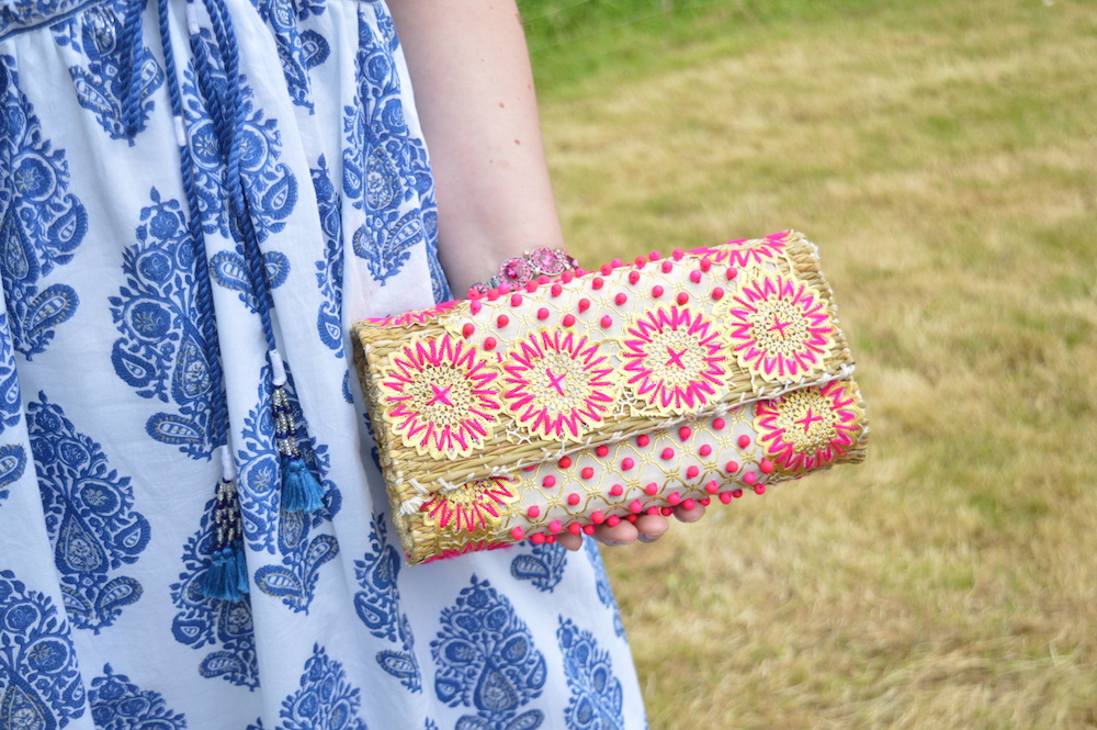 Bamboo and embroidery clutch