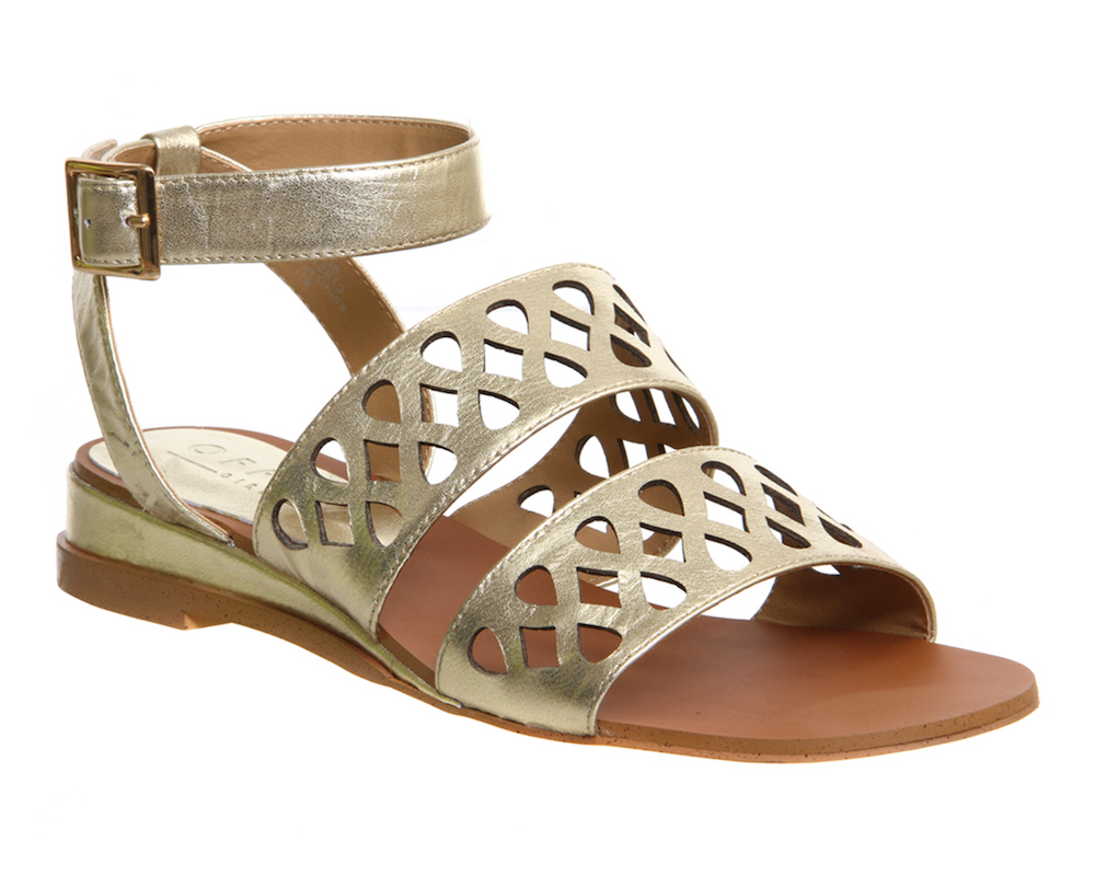 Office Oscar Cut Out Low wedge sandal gold leather