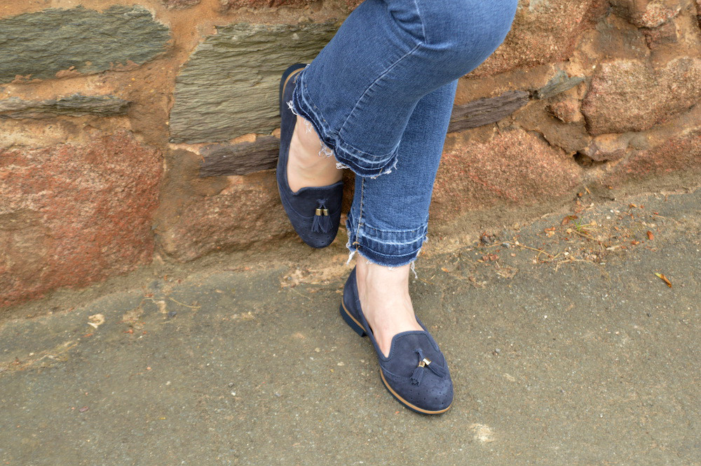 Lotus Gladly Navy Suede Slip On Loafers