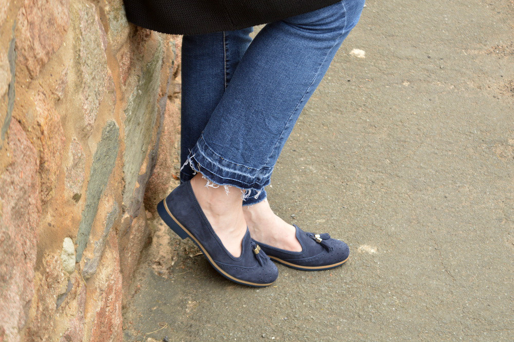 Navy loafers with tassels