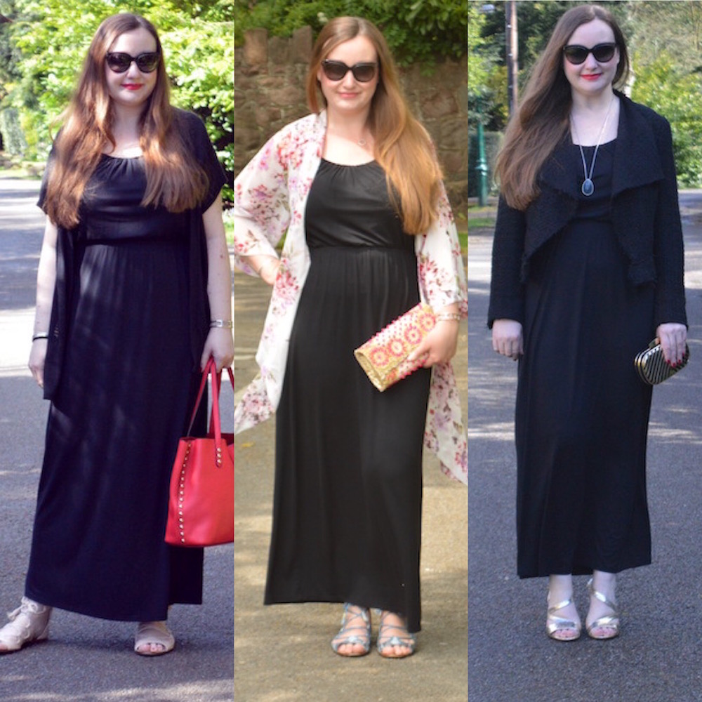 Black maxi dress day to night outfit ideas