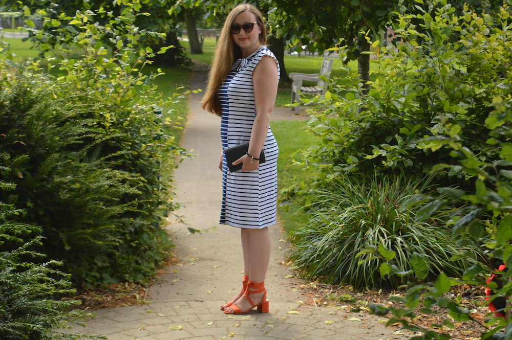 Striped Dress Orange Heels