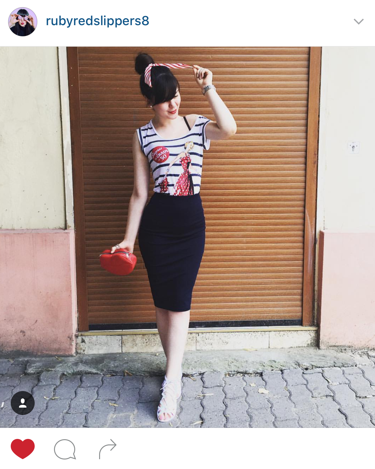Black pencil skirt striped top and bandana