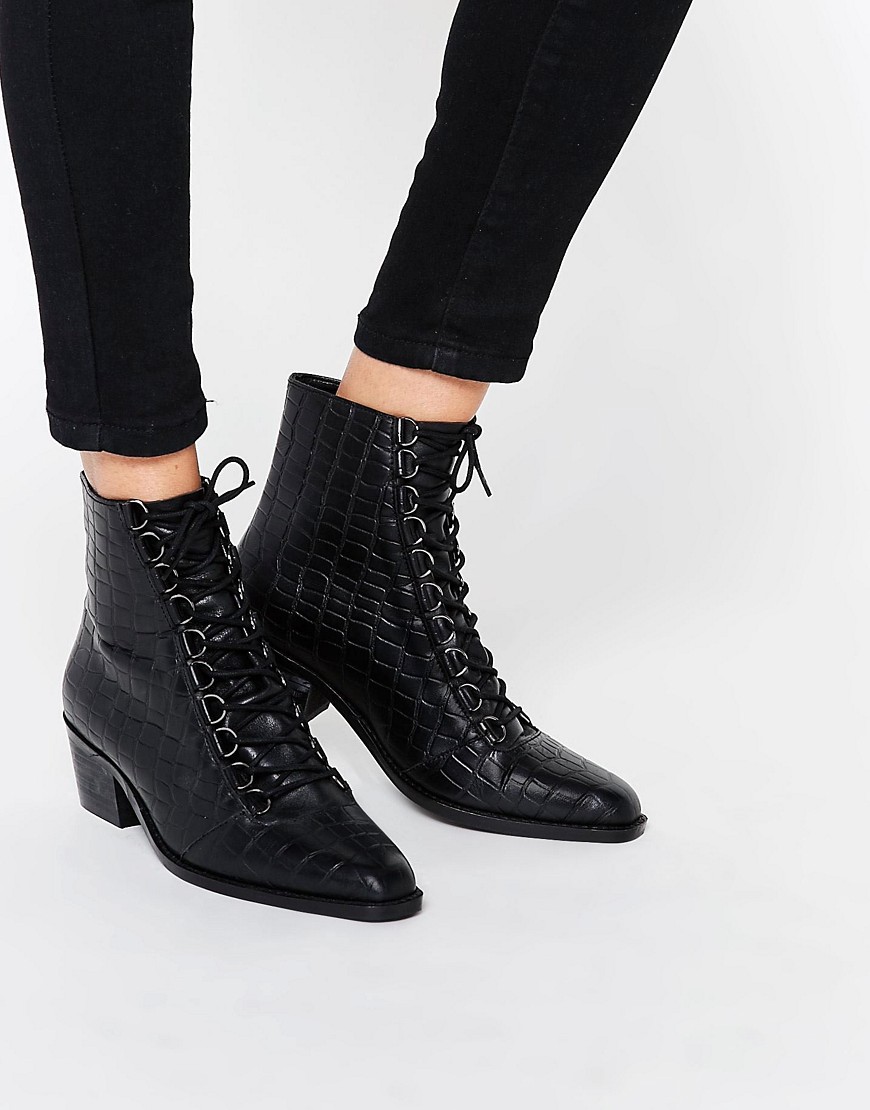 ASOS ARIANA leather lace up ankle boots