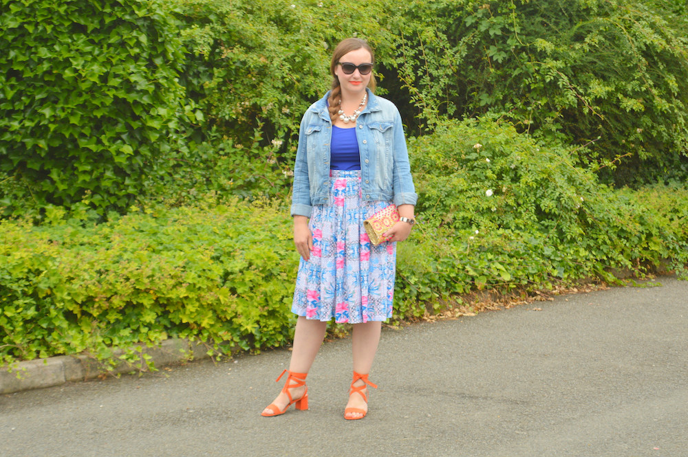 Blue Pink and orange outfit