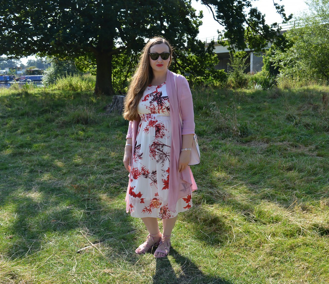 Pink and red floral dress