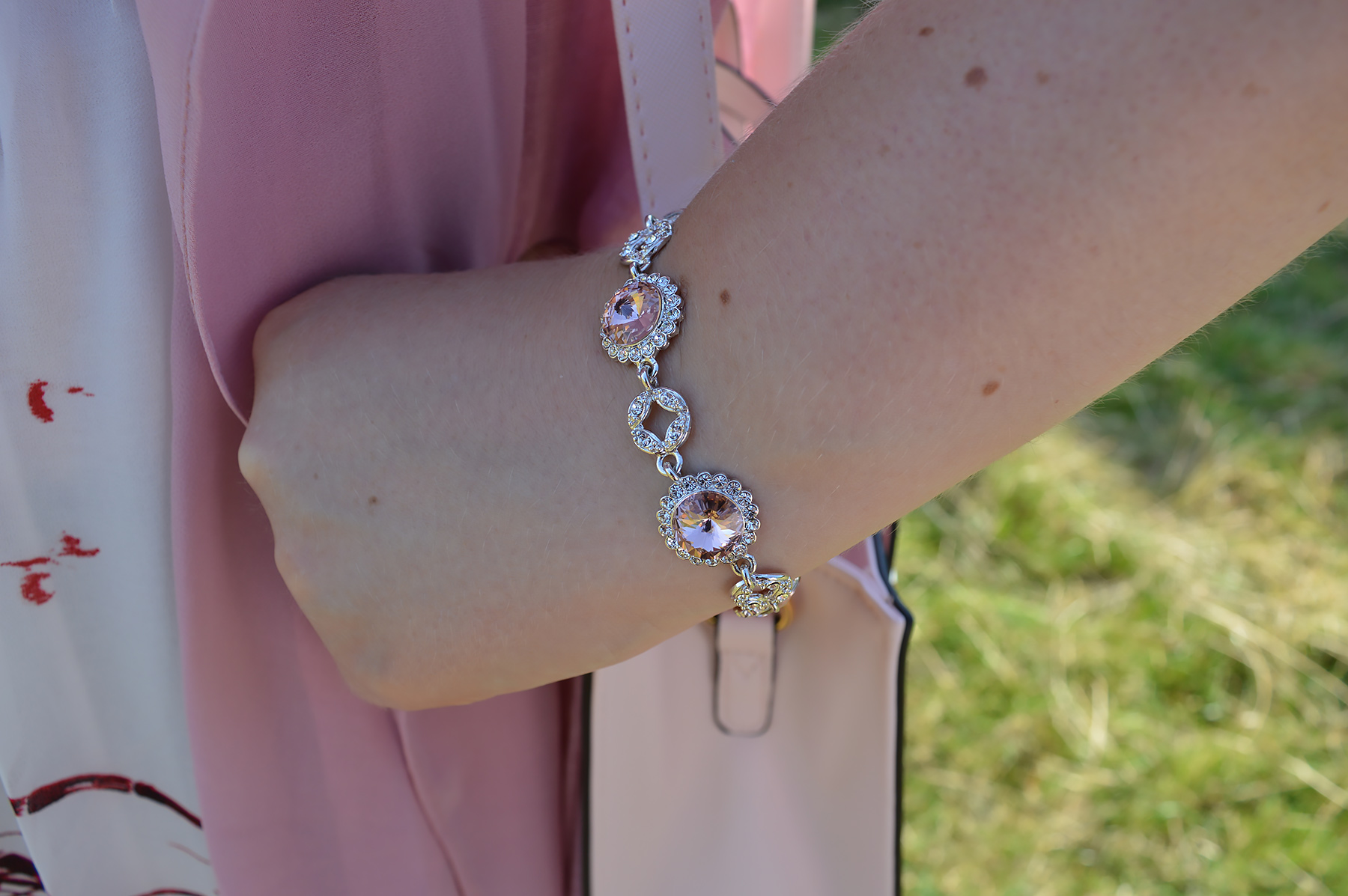 Lily and rose pink bracelet