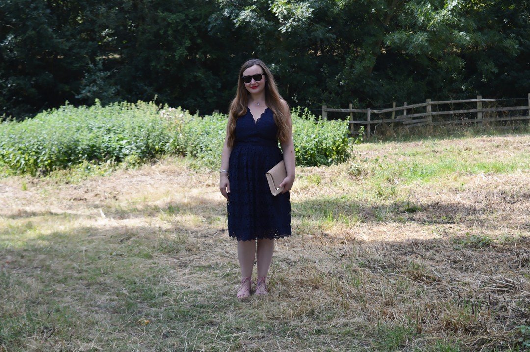 Chi Chi London Navy Lace Midi Dress