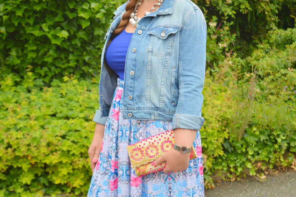 Bright blue pink and white outfit
