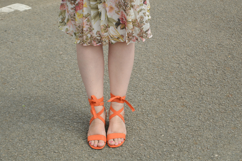 Orange Mid Heel sandals