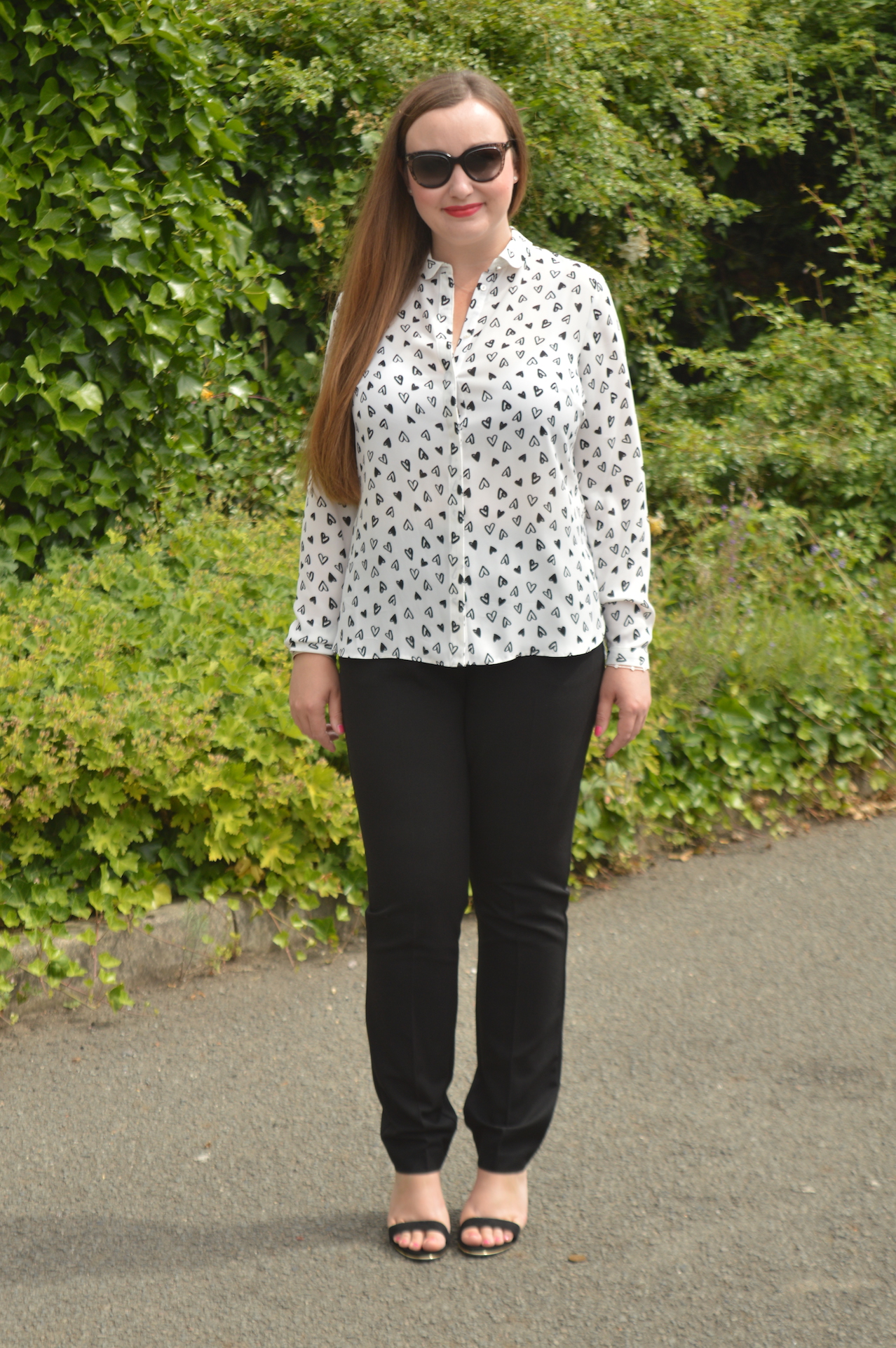 Matalan Heart Printed blouse and black trousers