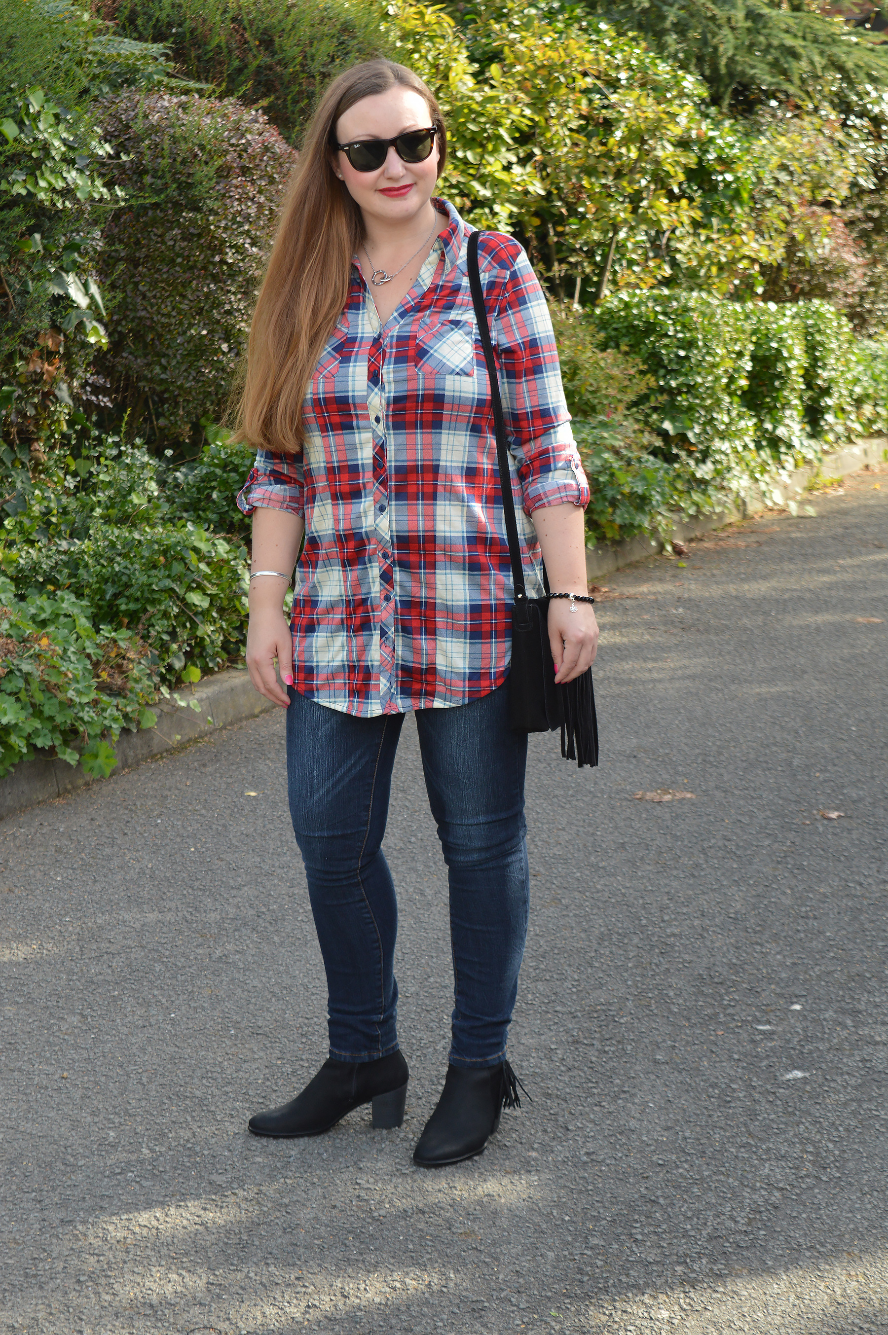 Checked shirt store with jeans