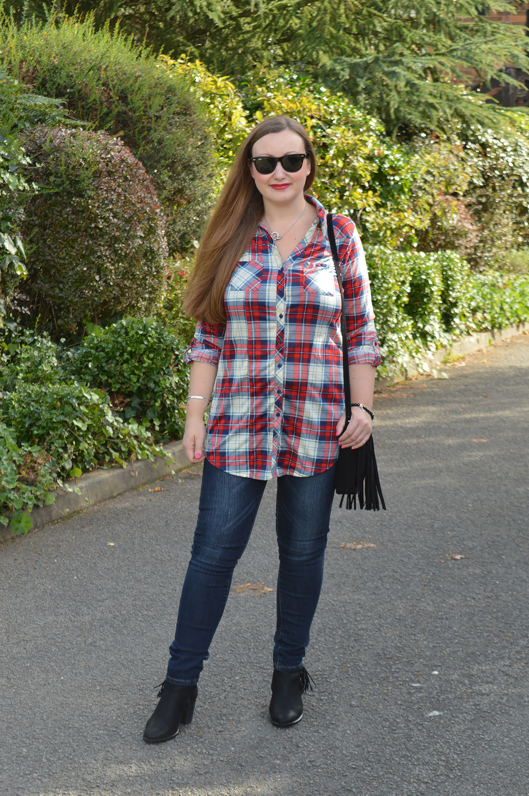 Checked shirt store with jeans