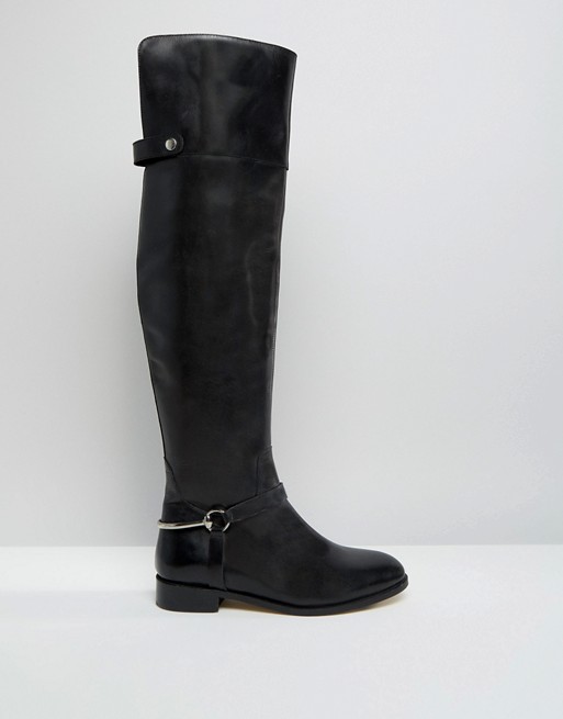 Asos Kayden Leather Over The Knee Boots
