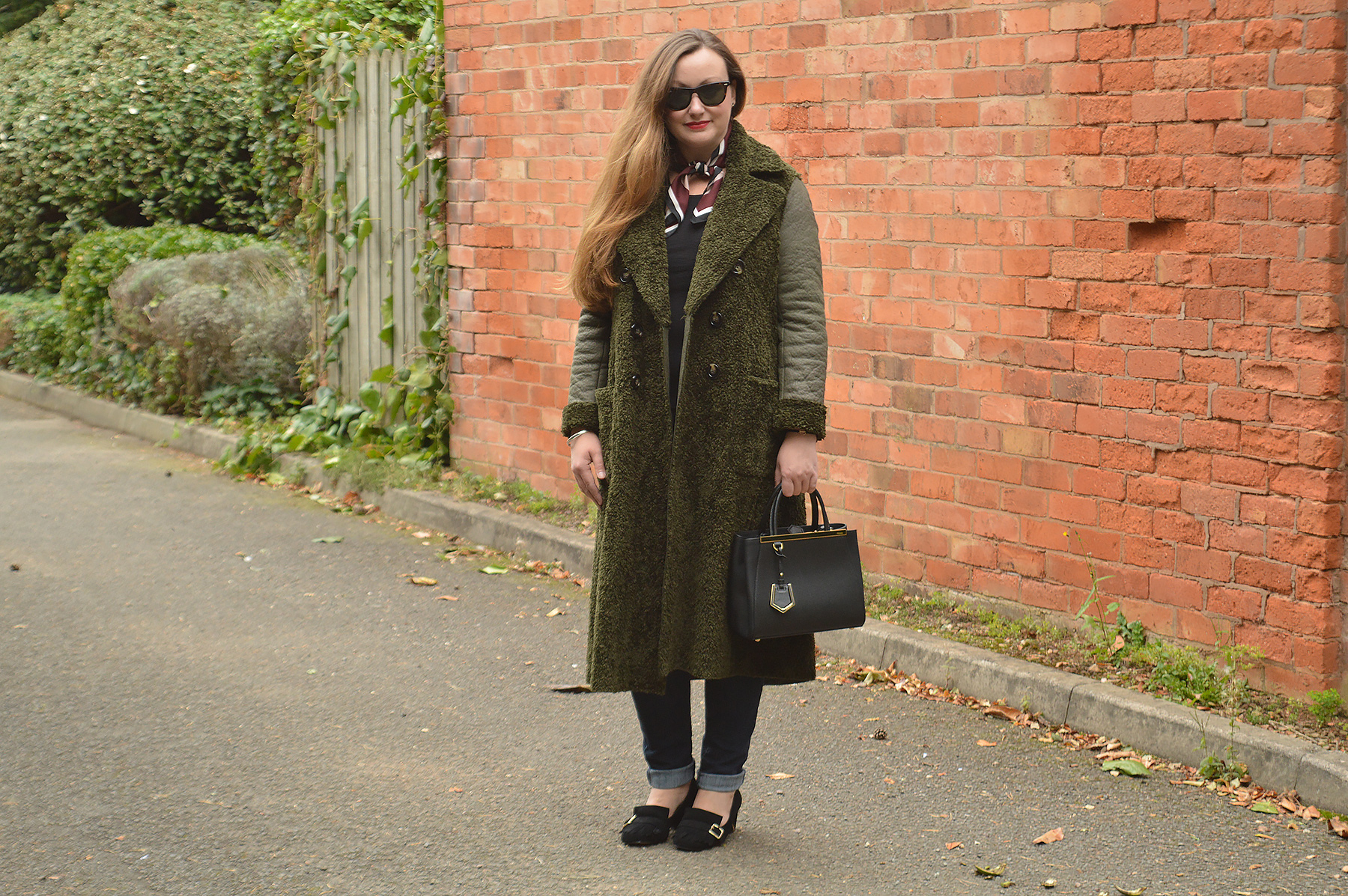 zara green shearling coat