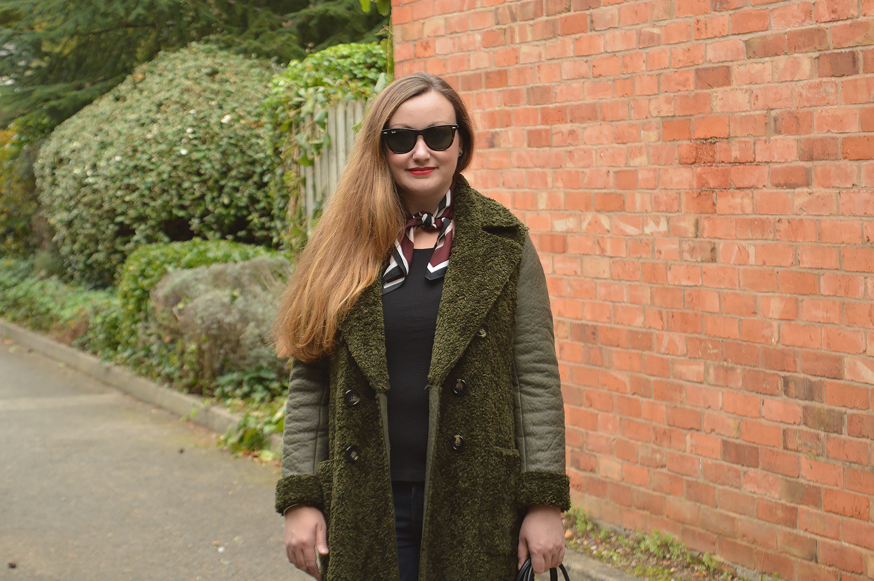 Zara Long Green Coat Outfit JacquardFlower