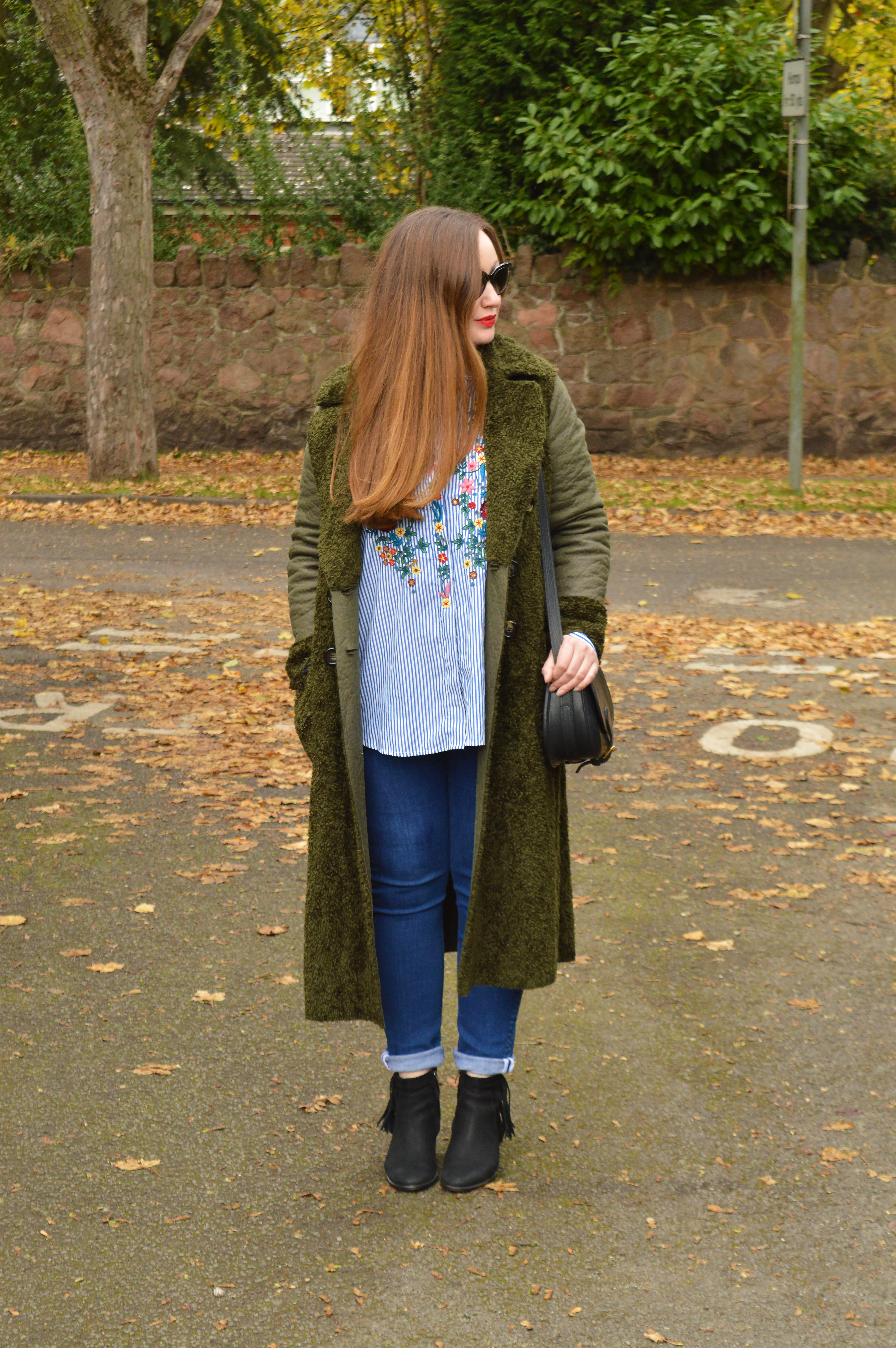 Zara Premium Collection Crossover Coat Outfit JacquardFlower