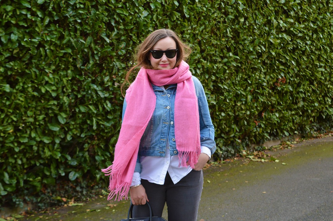 Pink Scarf Outfit JacquardFlower