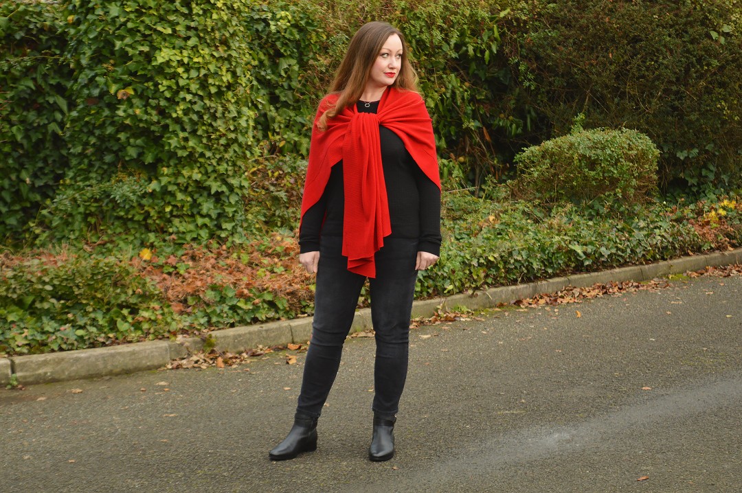 Red and black outfit