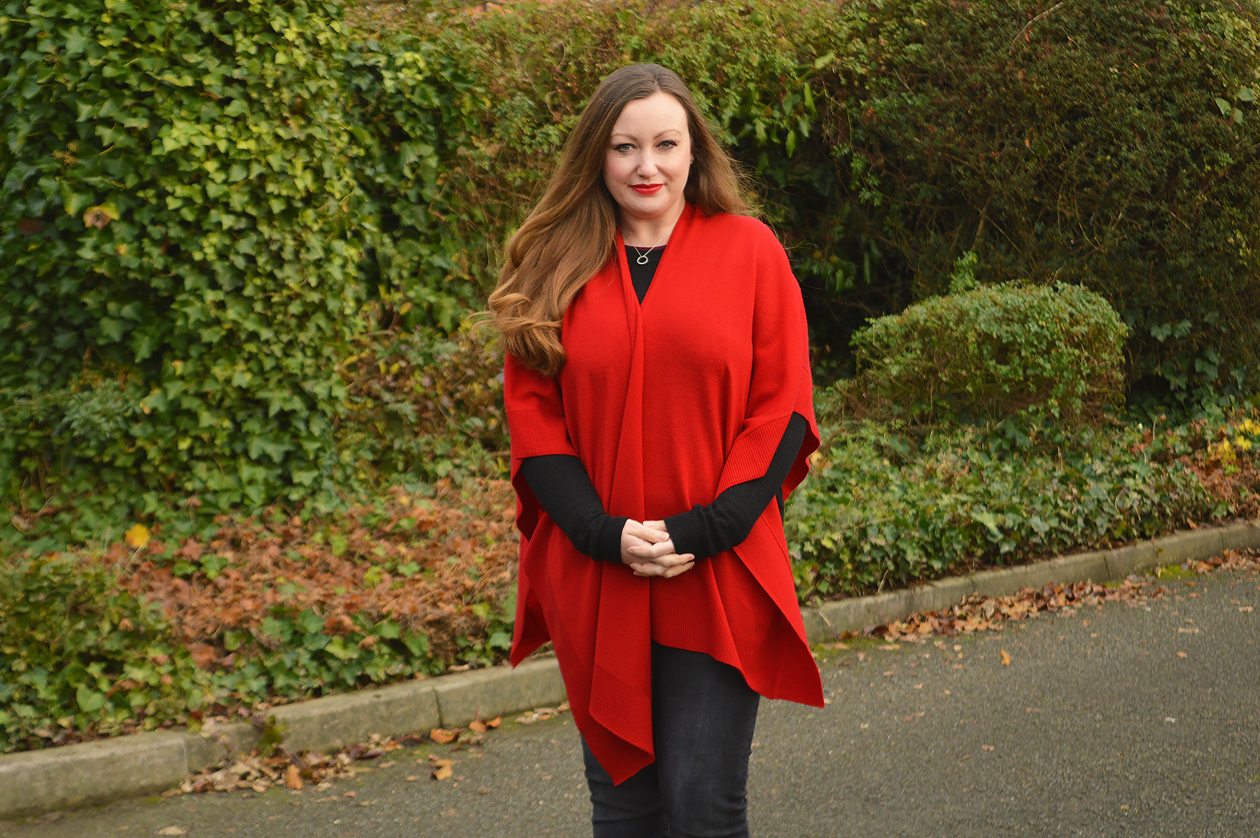 Red Poncho Outfit