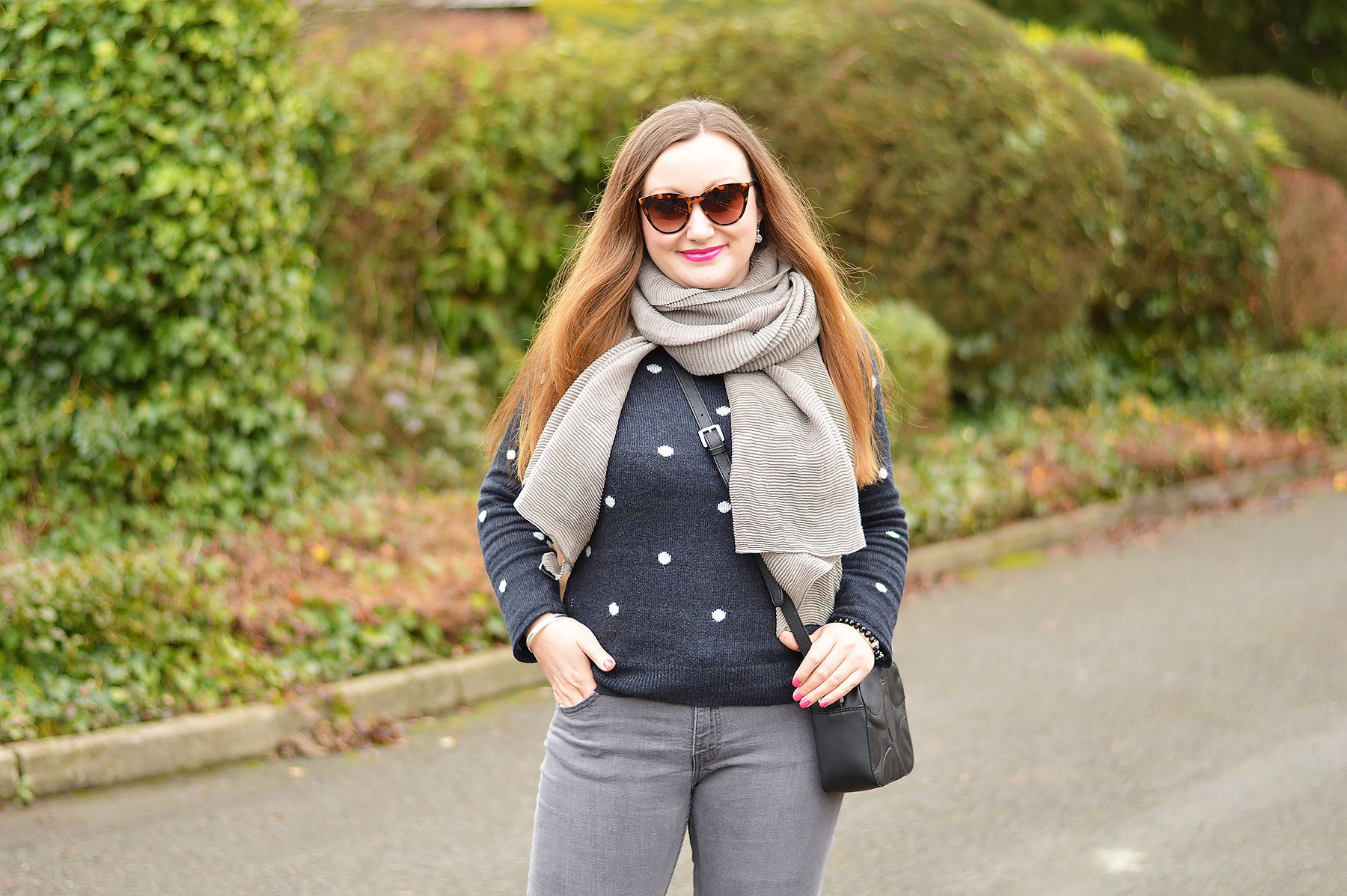 H&M GREY POLKA DOT JUMPER