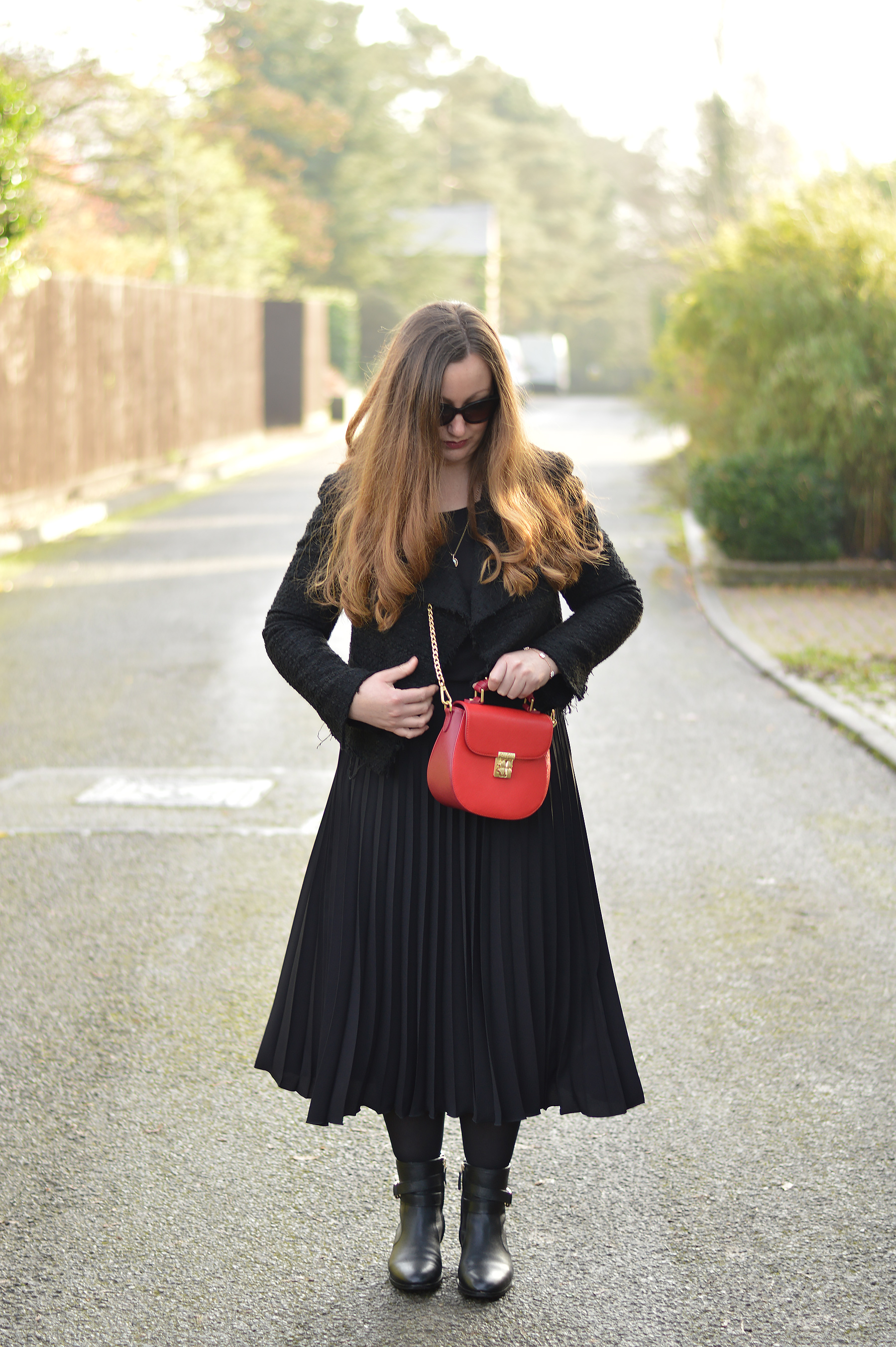 Pop of red cross body bag