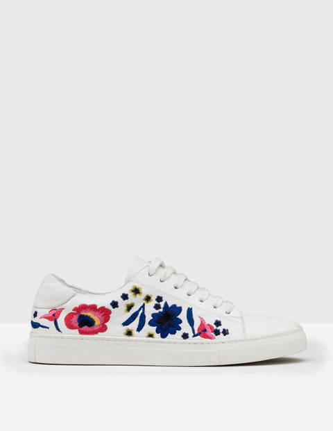 Boden Embroidered Hebe Leather Trainers