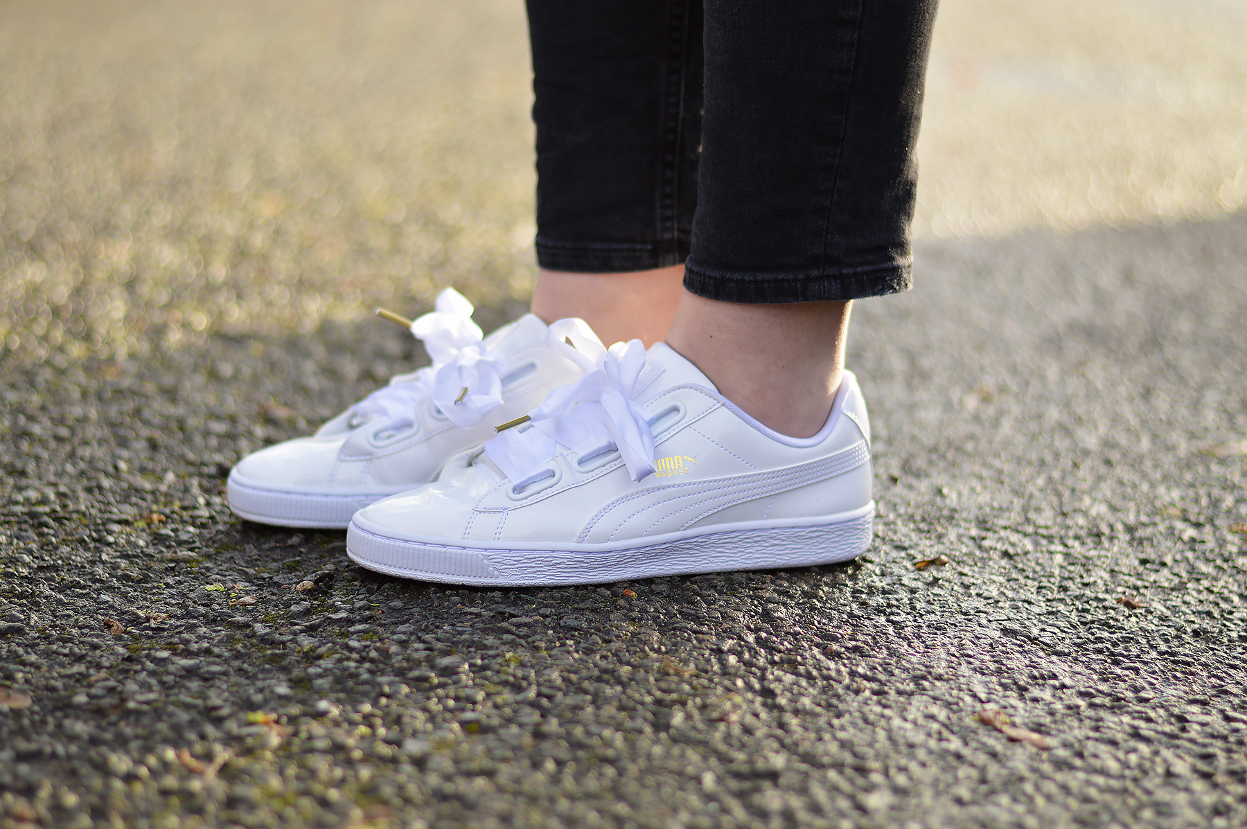 puma basket heart trainers white