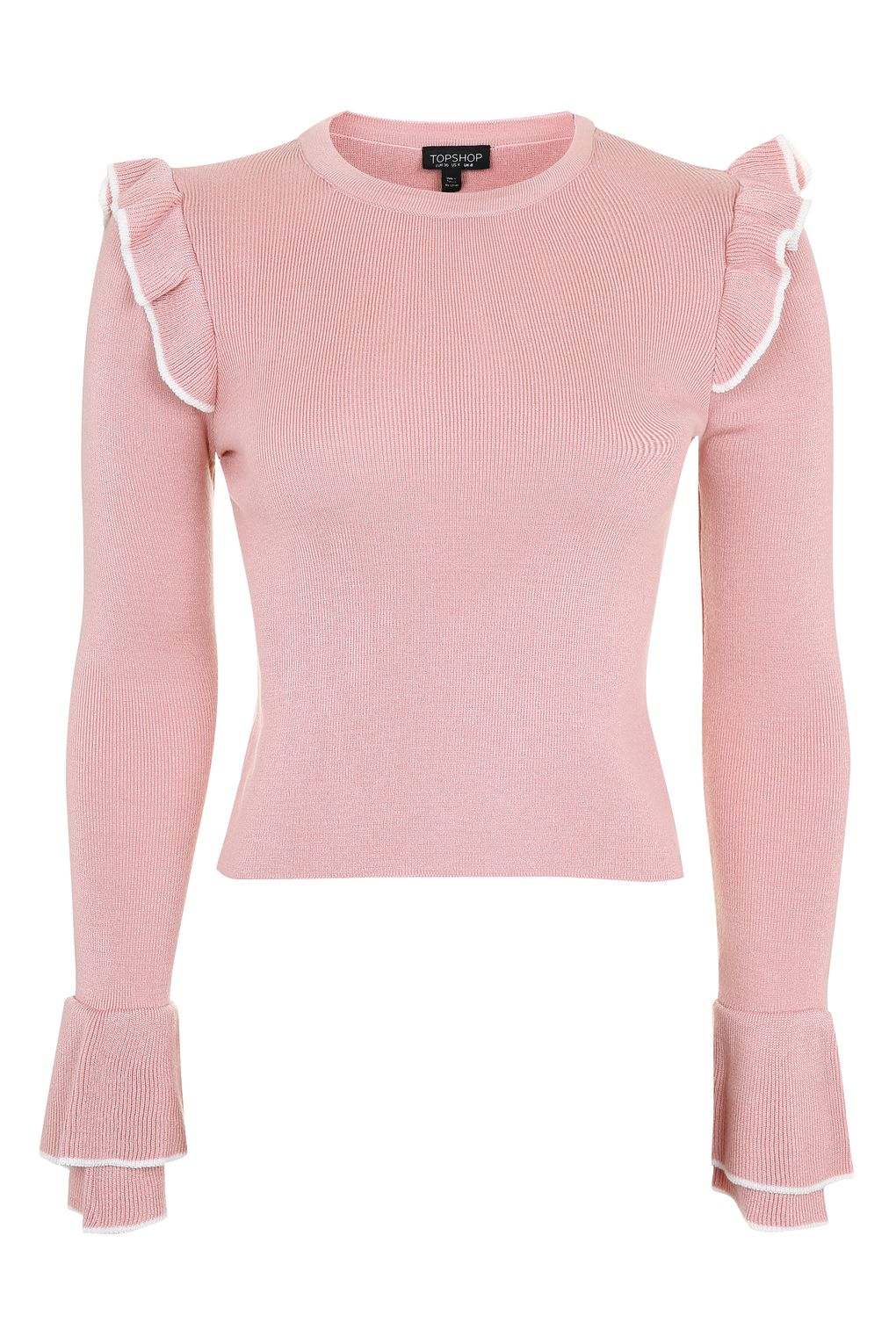 Topshop Tipped Frill Crop Knitted Top