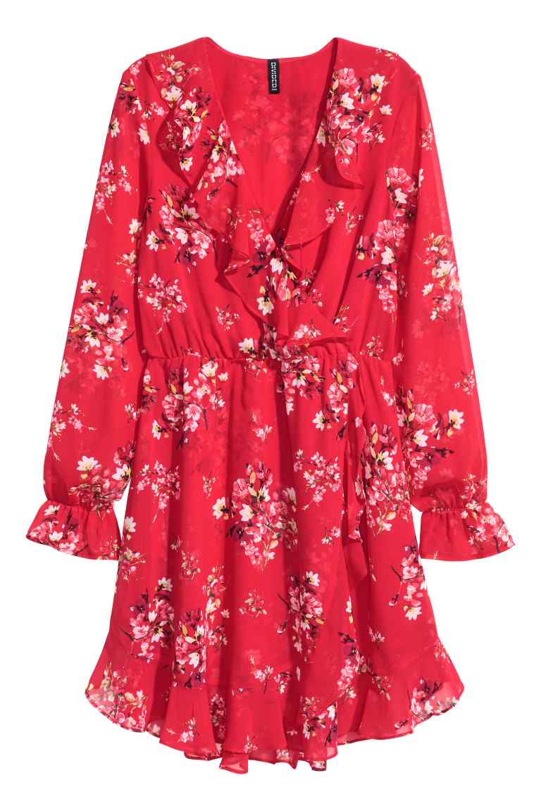 H&M Red Floral Wrap Dress