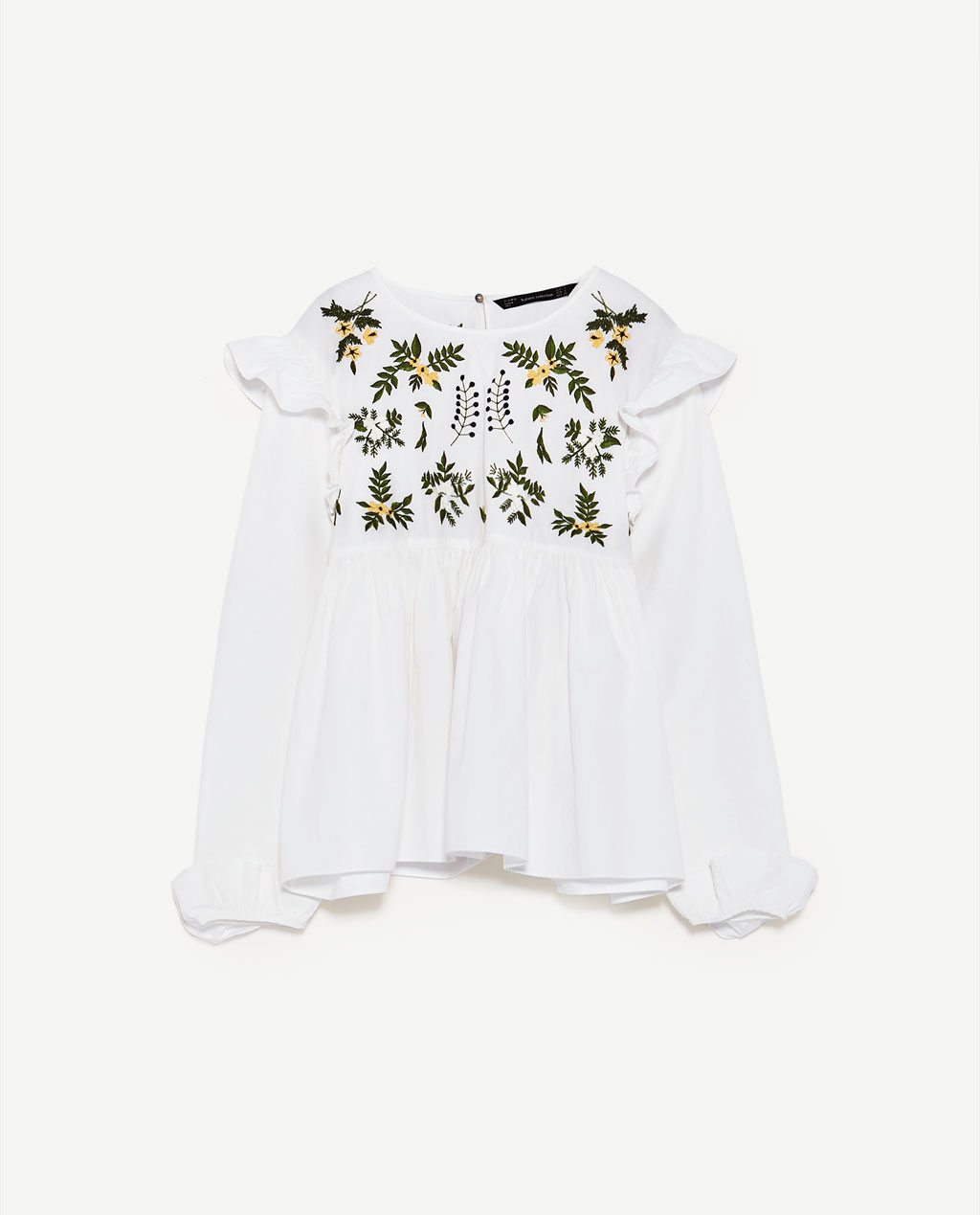 Zara Shirt With Embroidered Flower