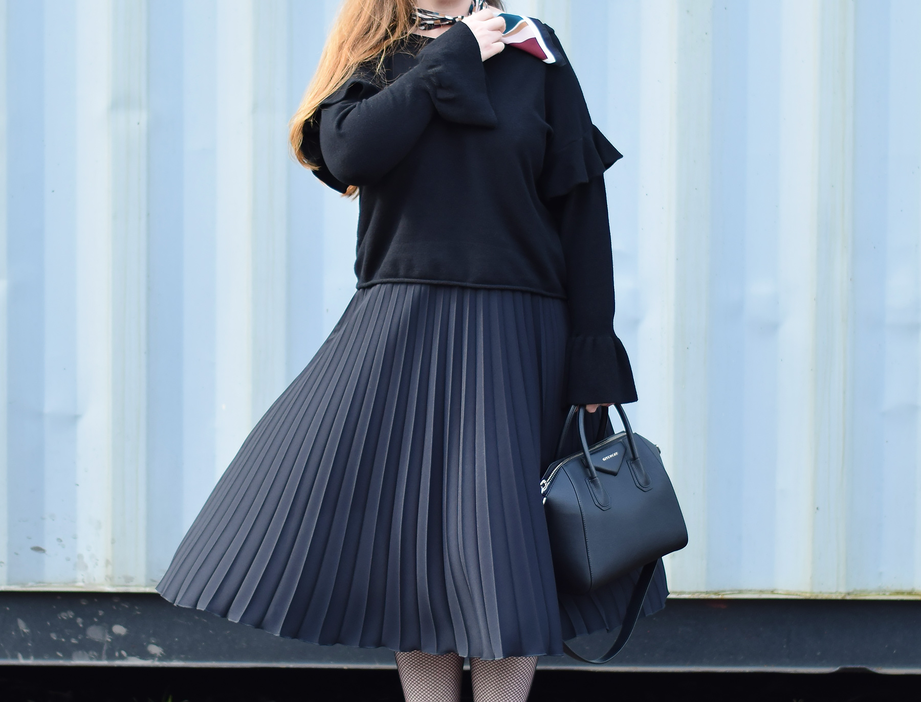 F+Fpleated skirt with zara jumper
