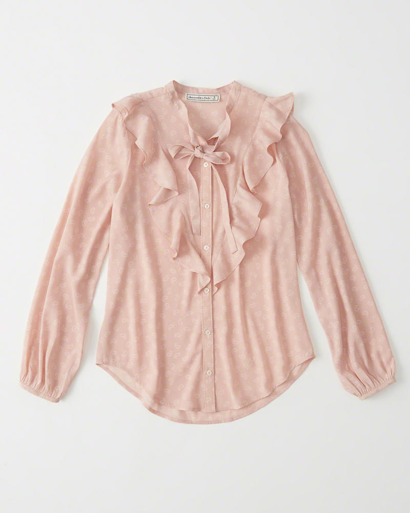 Abercrombie & Fitch Ruffle Button Down Blouse