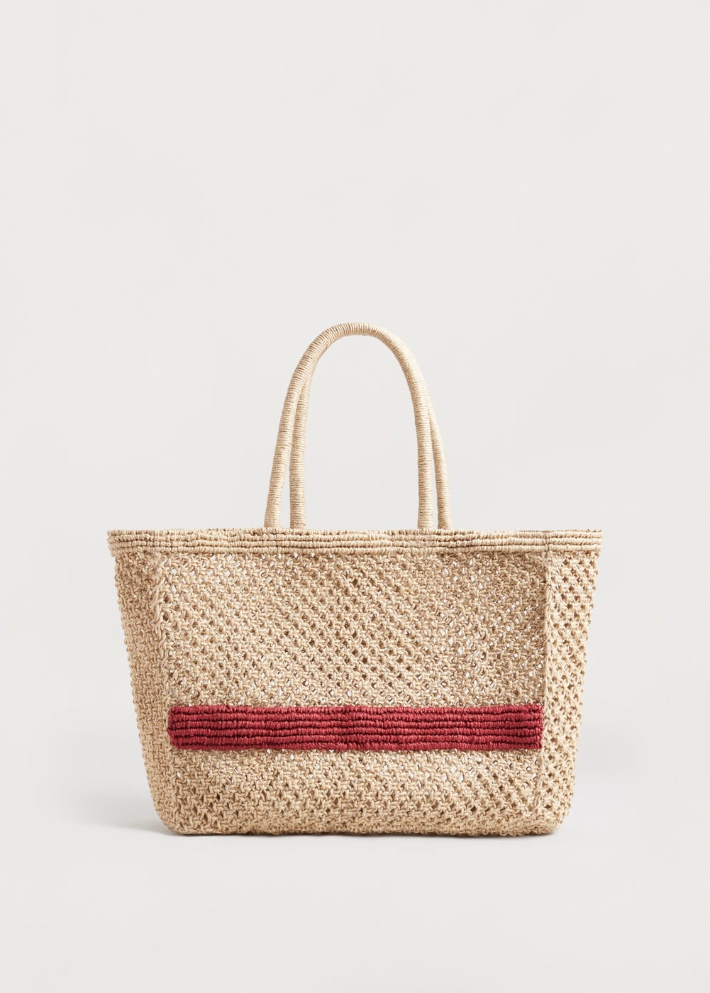 Mango Jute Basket Bag with red stripe