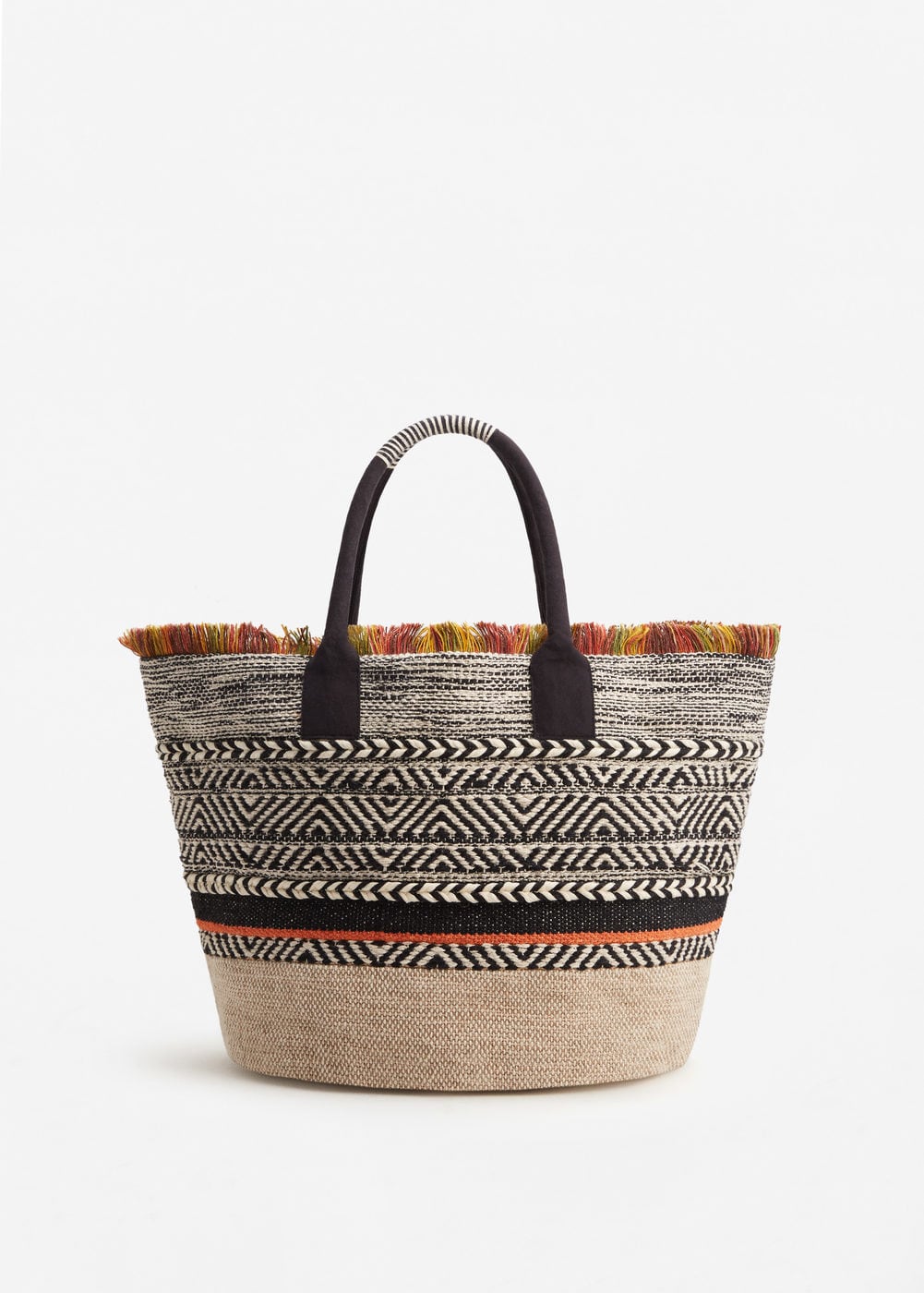 Mango Embroidered Cotton Basket Bag