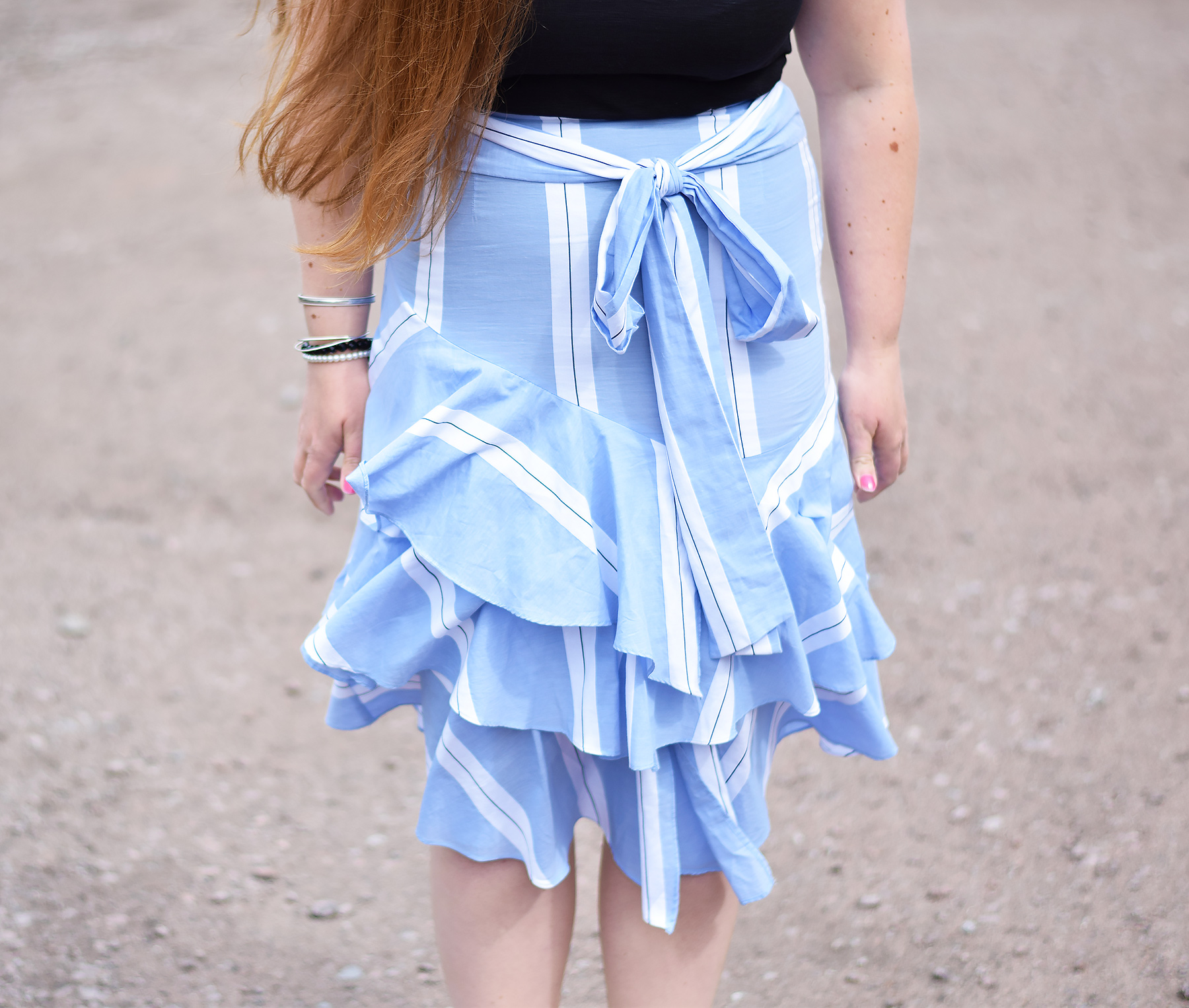 Zara Striped Skirt with frill detail