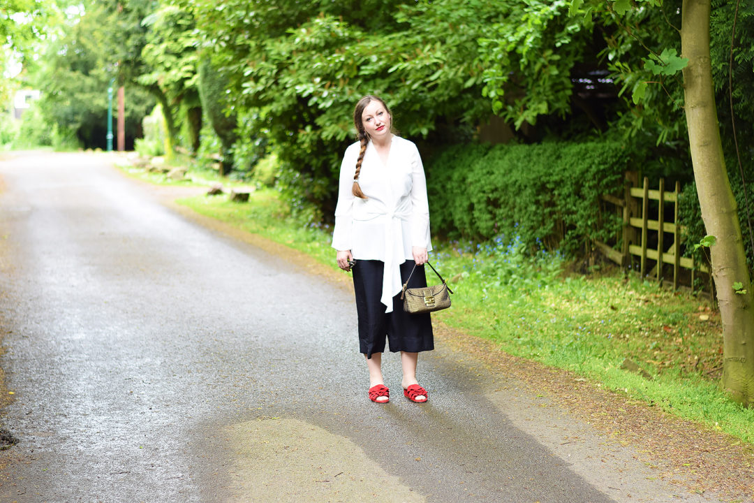 Coast Cavendish Soft Blouse with zara cropped flowing trousers Outfit