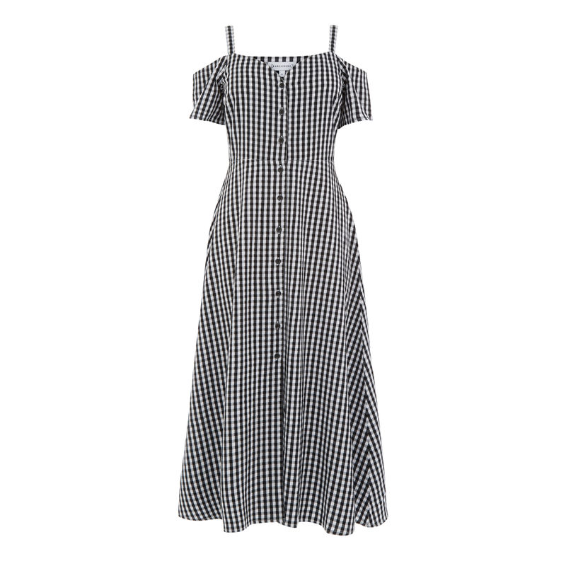 Warehouse Gingham Button Front Dress