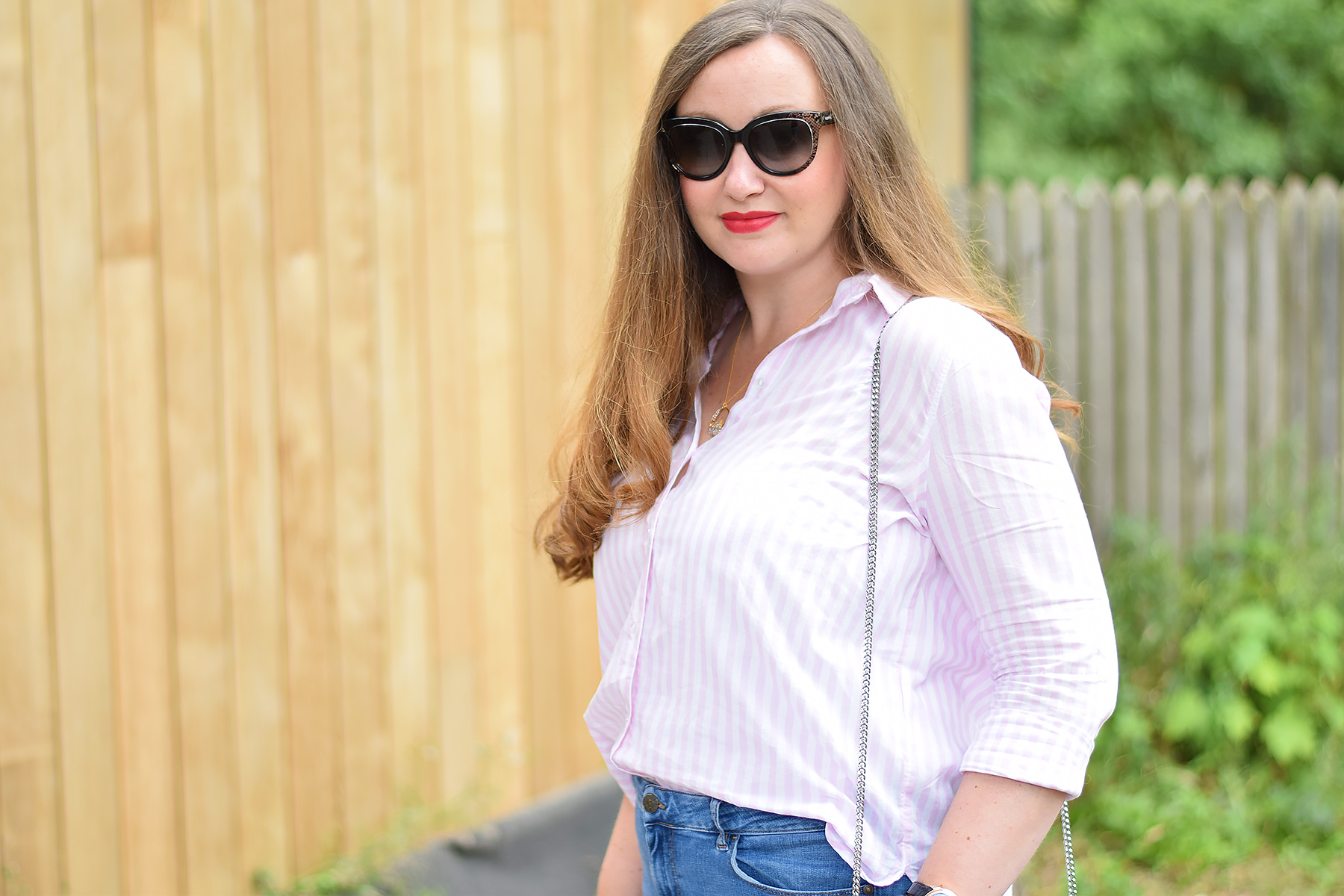 H&M Pink and white Striped Shirt